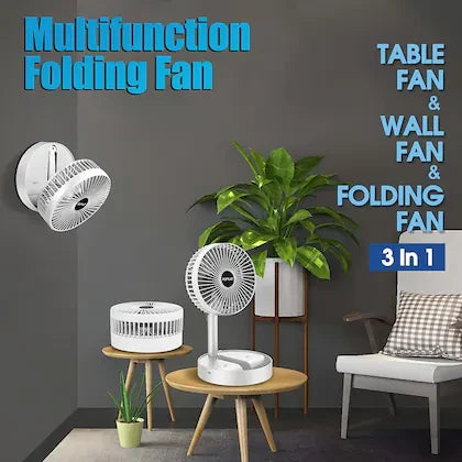 Rechargeable 3-in-1 Foldable Table Fan (6-Month Warranty)
