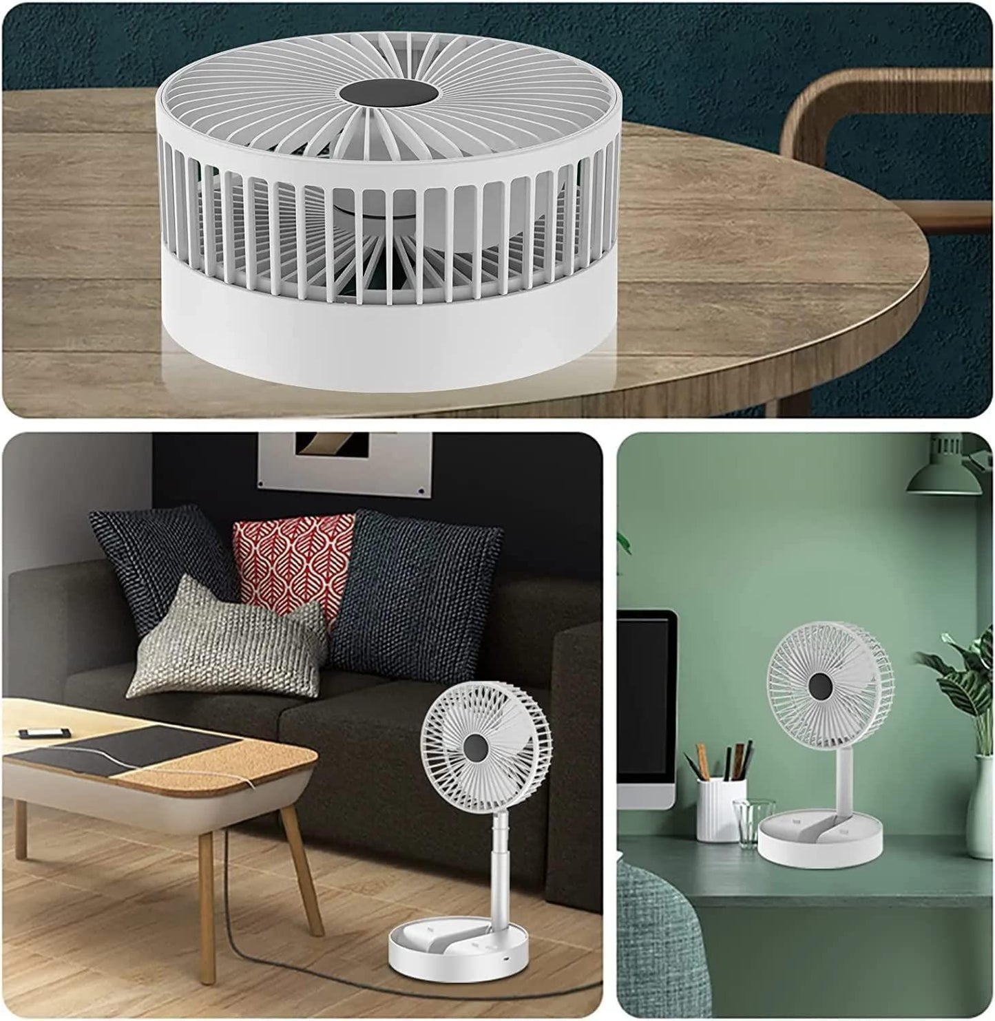 Rechargeable 3-in-1 Foldable Table Fan (6-Month Warranty)